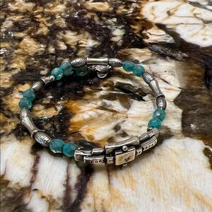 Alex and Ani Turquoise and Silver Beaded Bracelet